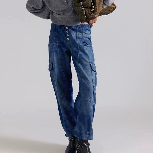 NWT Free People We The Free Wallflower Pull-On Jeans Size XS in Summer Nights - Picture 9 of 9